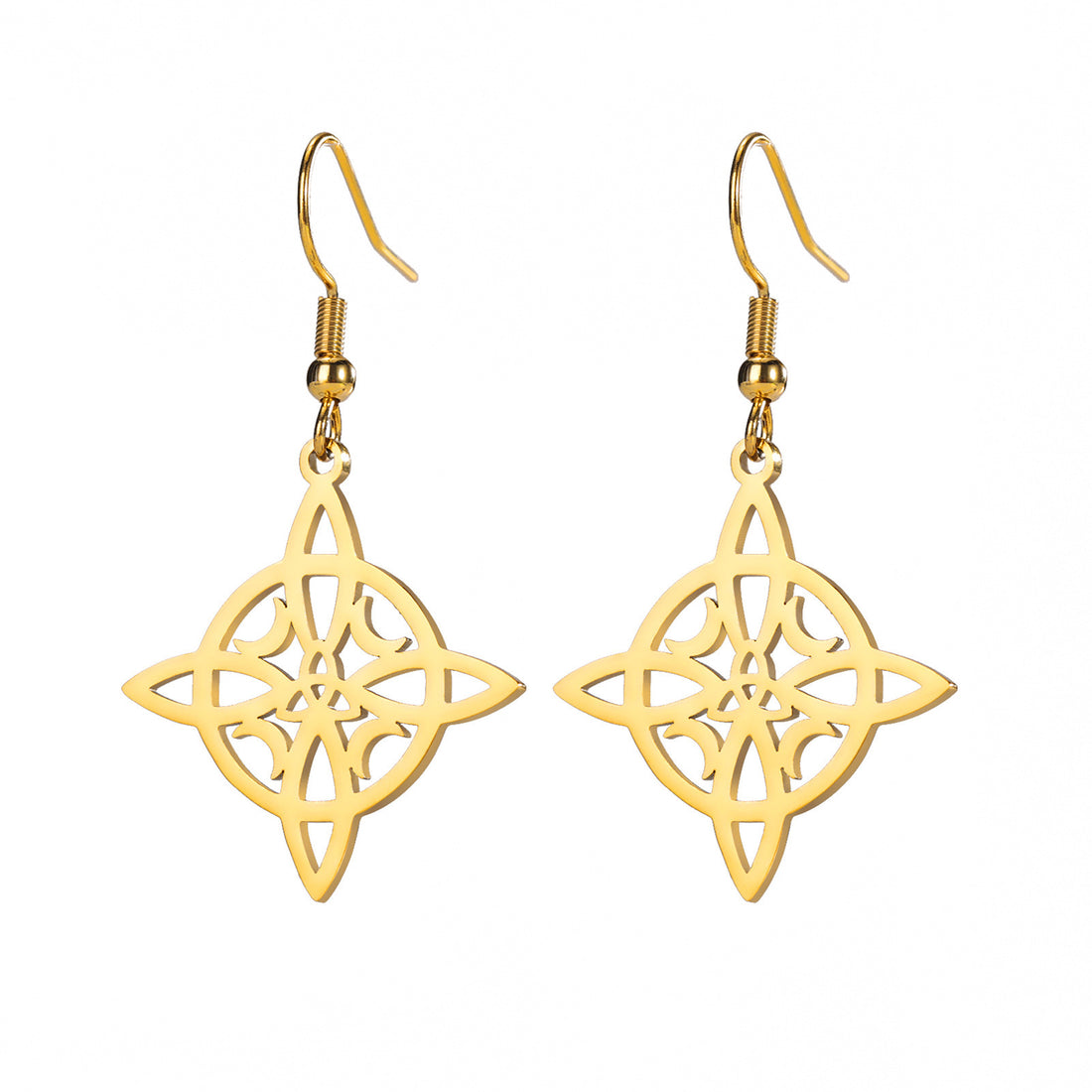 Ladies' Celtic Knot Moon Stainless Steel Earrings