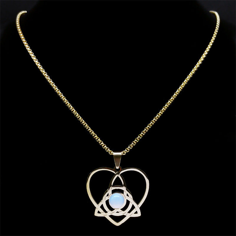 Love Celtic Knot Opal Stainless Steel Necklace