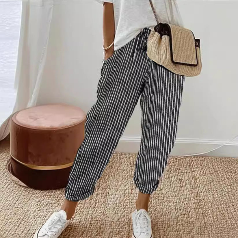 Women Summer Stripes Casual Pants