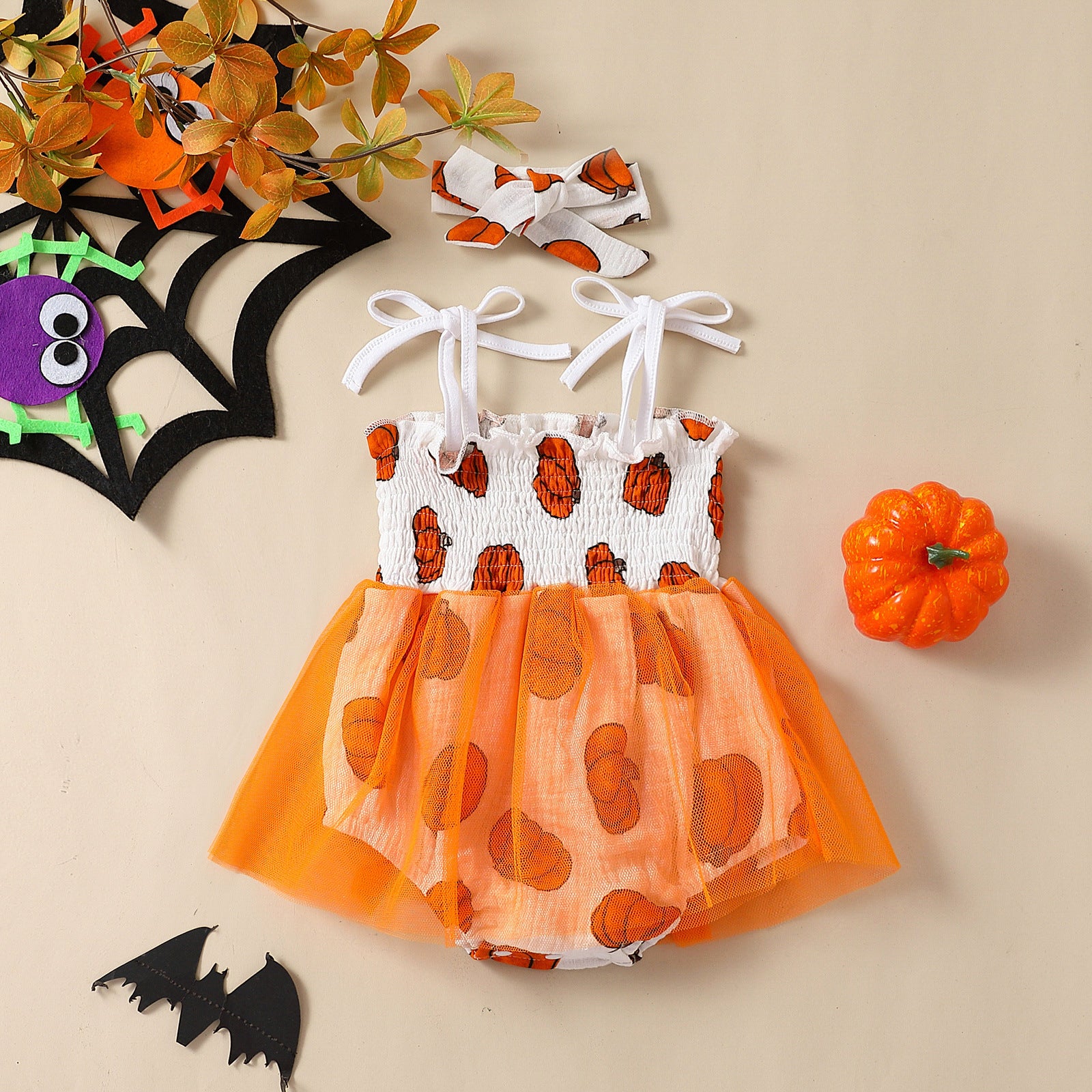 Baby Girl Halloween Mesh Slip Dress