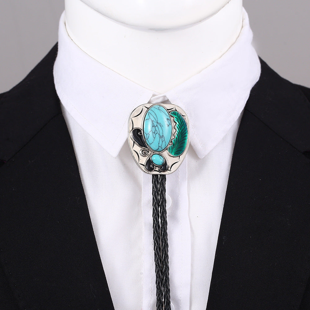 Celtic Pattern Turquoise Agate Bolo Tie