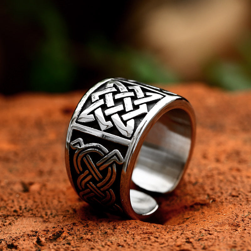 Nordic Retro Viking Celtic Knot Titanium Steel Ring