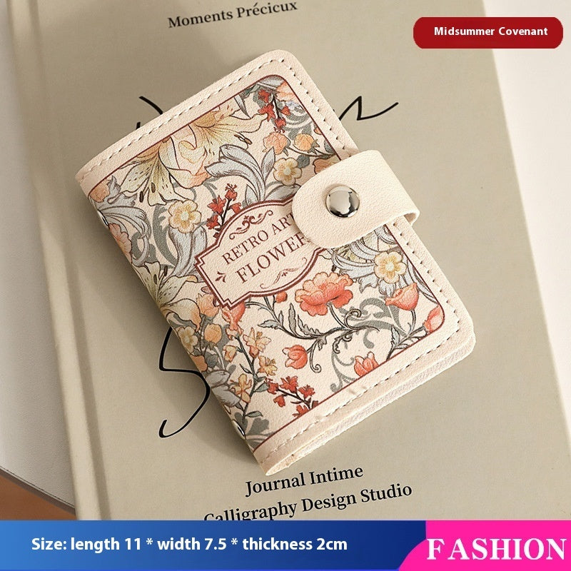 Women's Flower Retro Style Large Capacity Card Holder
